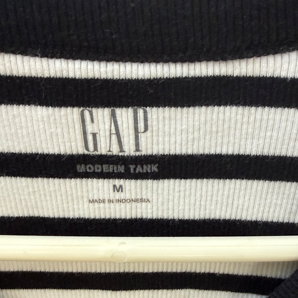 GAP Black & White Striped Ribbed Tank - Picture 2 of 3